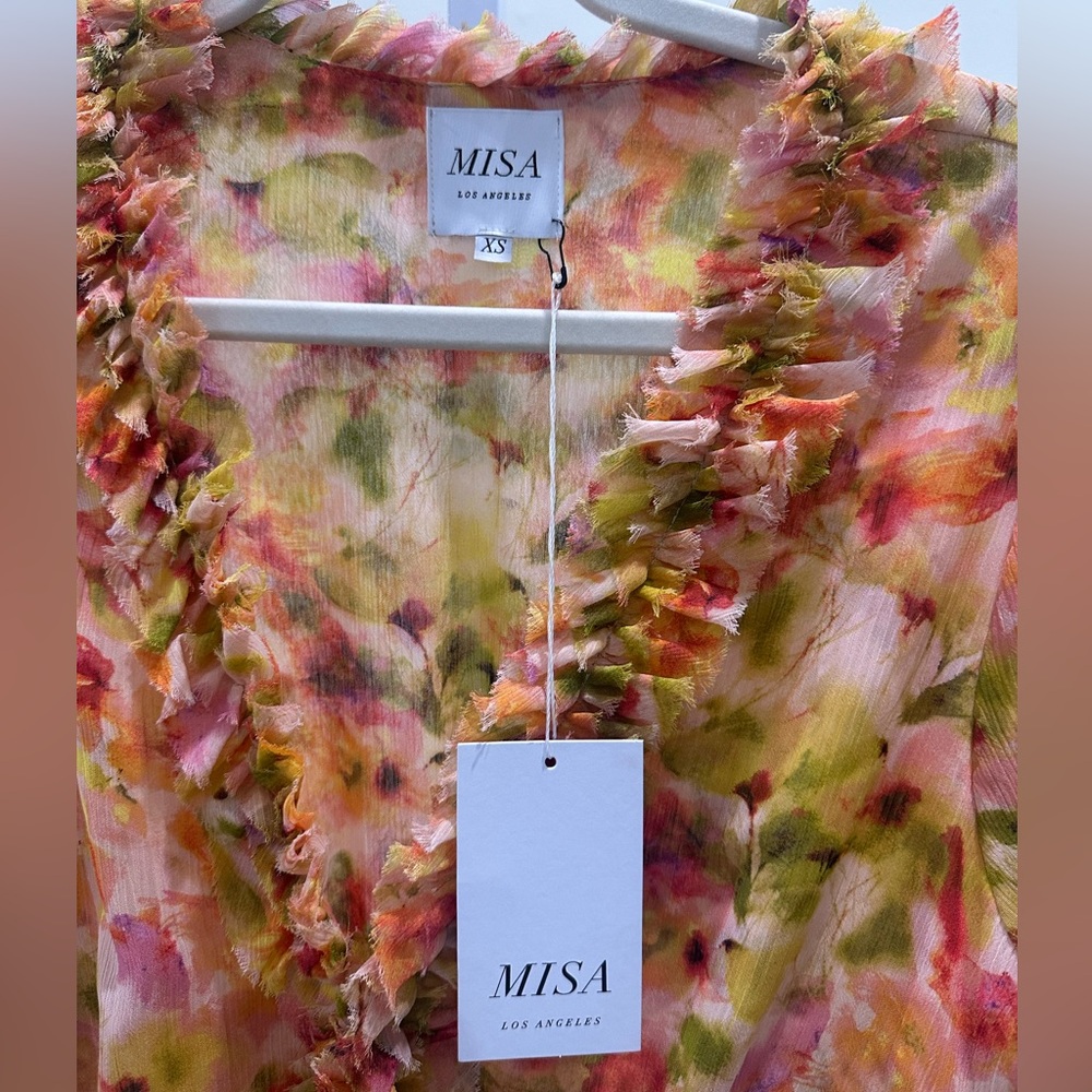 MISA Los Angeles Nora Dress XS NWT | Garden Floral Tiered Ruffle Midi - Picture 6 of 7
